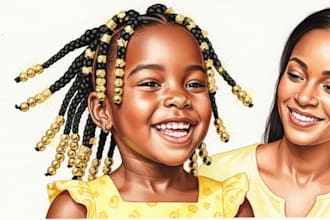 draw african american children book illustration and kids book illustration