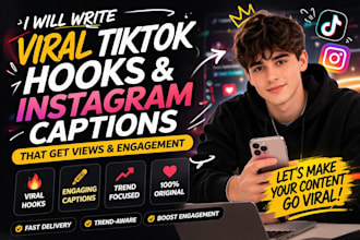 write viral tiktok hooks and engaging instagram captions