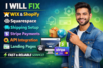 fix wix shopify squarespace shipping stripe payment gateway api landing page
