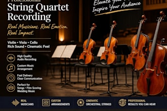 record real cinematic string quartet for your song