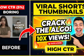 design eye catching youtube shorts thumbnails and reels covers