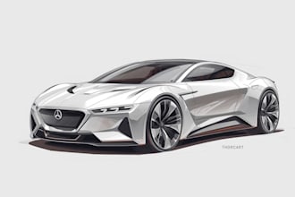 sketch a car or vehicle design concept using digital drawing