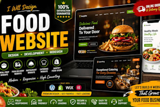 design a meal prep website, food delivery website, restaurant website, shopify