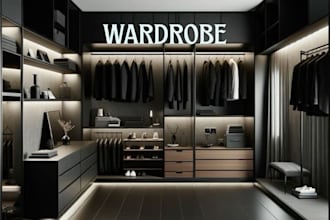 do walk in closet, millwork cabinet 2d floor plan and 3d model