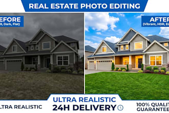 do real estate photo editing, hdr flambient, interior enhancement, sky edit