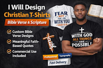 design christian t shirt with bible verse scripture and typography