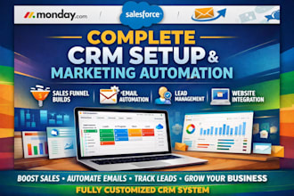 setup monday com crm project management sales force email marketing automation