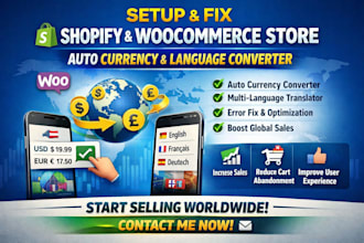 setup fix shopify woocommerce store auto currency language converter translator