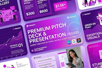 be make pitch deck presentation, google slides, figma or canava