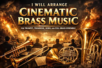 arrange cinematic brass music for trumpet, trombone, horn, and brass ensemble