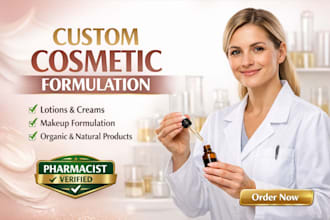 formulate cosmetics, chemist, beauty creams or makeup products as a pharmacist