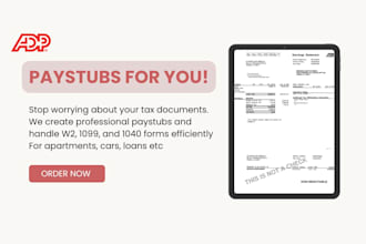 prepare fast w2, paystub, adp pay stubs, check stubs for you