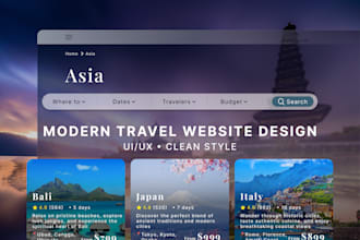 design a modern travel website in figma