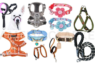 design dog harness tech pack pet accessories, collar leash pets fashion design