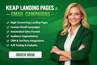 design engagebay keap landing page email campaigns and automation funnel