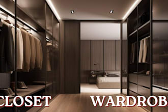 design and render walk in closets, cabinets and wardrobe in 3d