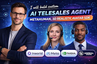 custom ai telesales agent, metahuman, 3d realistic avatar inword ai integration