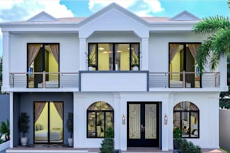transform old building to modern villa exterior,room interior,basement rendering