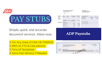 create adp paystubs, check stubs, pay stubs, paycheck stubs, 1099, w2