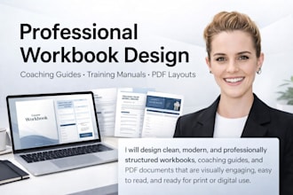 design a professional workbook, coaching guide, or PDF