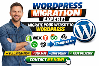 wordpress migration migrate shopify wix magento godaddy squarespace to wordpress