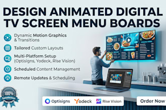 design animated digital tv screen menu board banner via optisign yodeck rise