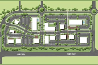 redraw 2d site plan,property map,real estate map rendering