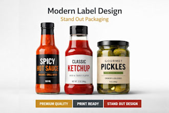 design professional sauce, ketchup, pickle and food label design