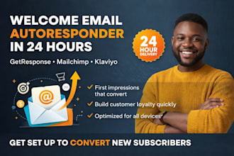 create a welcome email autoresponder in 24 hrs via getresponse mailchimp klaviyo