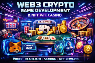 build web3 crypto game, nft p2e poker stake bet website pool blackjack bc game