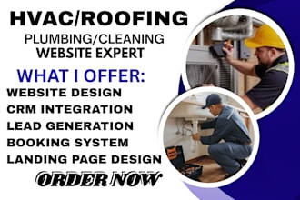 build and optimize hvac roofing plumbing cleaning website landing page design