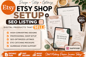 design etsy digital product seo listing etsy shop setup etsy listing gumroad