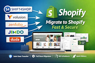 migrate shift4shop volusion zenfolio jimdo duda website to shopify store fast