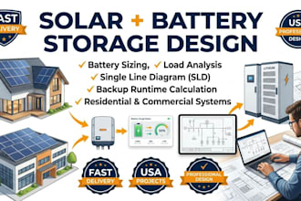 design solar battery storage system, load analysis and sld