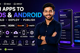 fix build deploy lovable ai rork base44 replit app to ios android app publish