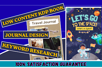 create low content kdp book, journal design, niche research for your kdp books