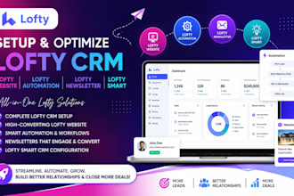 setup lofty CRM lofty website lofty automation lofty newsletter and lofty smart