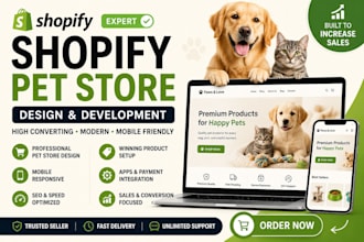 design a shopify pet store for pet products and accessories