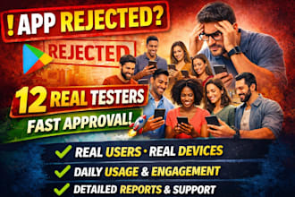 provide 12 app tester 12 to 20 testers closed test qa testing for 14 days
