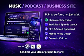 build or setup a music website, podcast website  wordpress website wix editor x