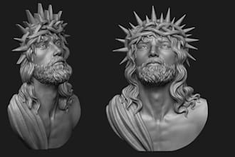 sculpt 3d head, scale size head , miniature, action figure for 3d stl file print