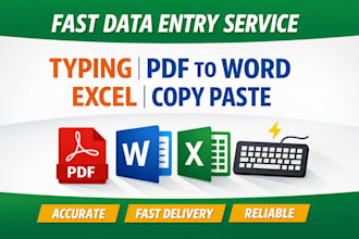 do data entry, typing, copy paste and PDF to word conversion