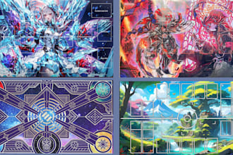 design tcg playmat with logo, name and branding for yugioh pokemon mtg
