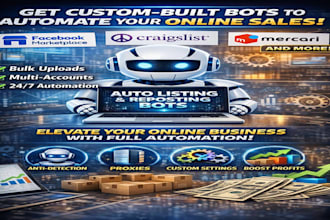 build facebook marketplace bot, auto listing bot, craigslist bot, mecari bot