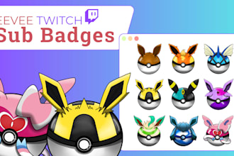 provide ready to use eevee evolution twitch sub badges