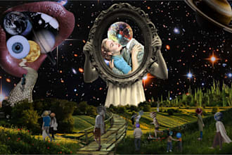 convert few images into photo manipulation and collage art