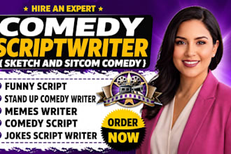 write a comedy script, sitcom, sketch comedy, short comedy or a funny script