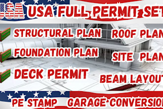 united states full pemit,garage conversion,foundation plan,beam layout,site pla