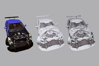 design custom 3d car body kit widebody model for 3d printing and games cad model