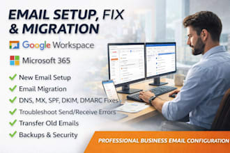 setup, fix, migrate emails, google workspace, g suite setup, ms 365, office 365